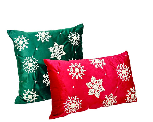 cojin rojo navidad  copitos  rectangular30x50 cm ( no incluye relleno )