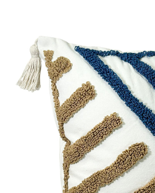 cojin funda boho camel azul 45x45 cm