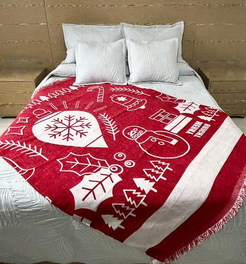 PIE DE CAMA - CUBRE SOFA NAVIDEÑO 130X180
