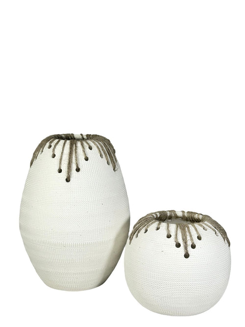 Jarron round boho en ceramica 15x17