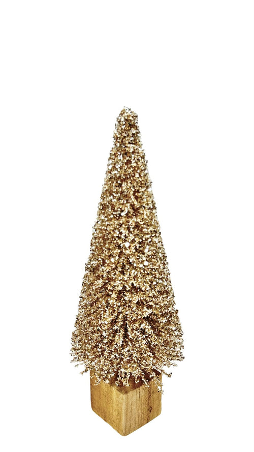 arbol dorado con base de madera 35 cm de alto