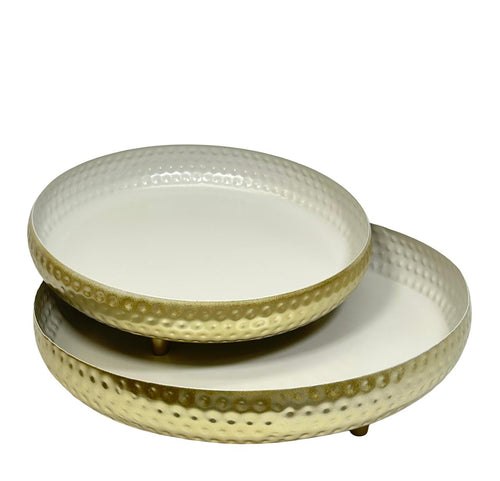 Centro martillado dorado con blanco 2 tamaños