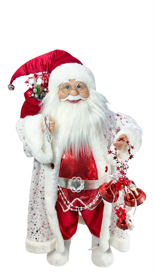 Santa premium color blanco y rojo con campana 90cm de alto x 50 cm de ancho en pasta