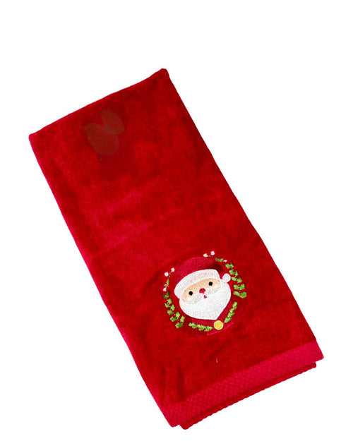 toalla navideña roja cara de santa 500 gm algodon 100% 40x66 cm