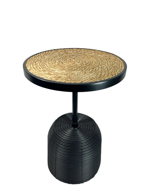 mesita auxiliar ratan negra 52x42 cm