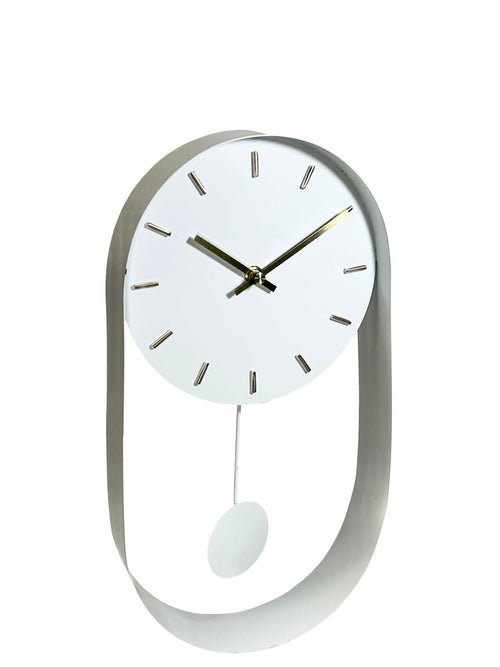 Reloj metalico pendulo blanco  loft 40x20 cm