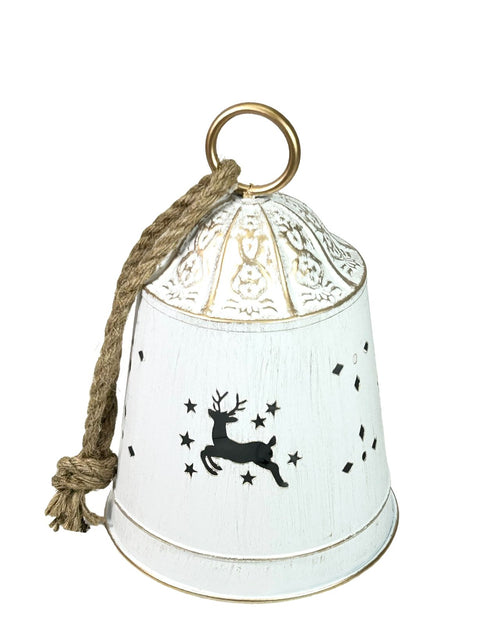 CAMPANA GRANDE BLANCA CON RENOS ARTIS 29X18 CM
