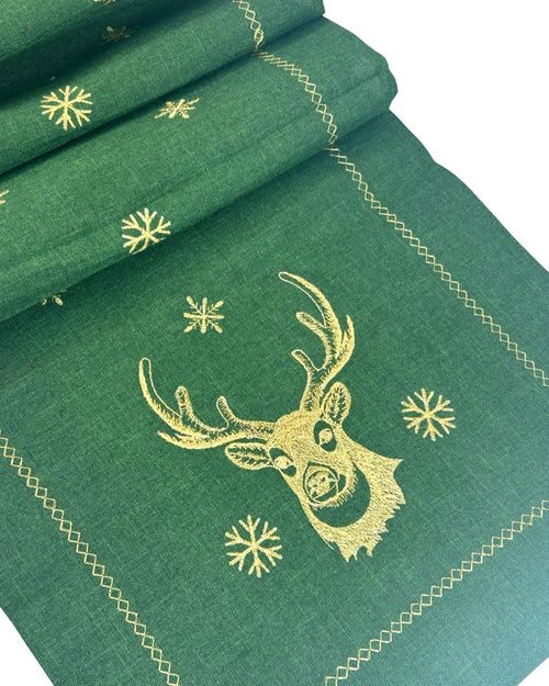camino lino fino verde renos 180x33 cm