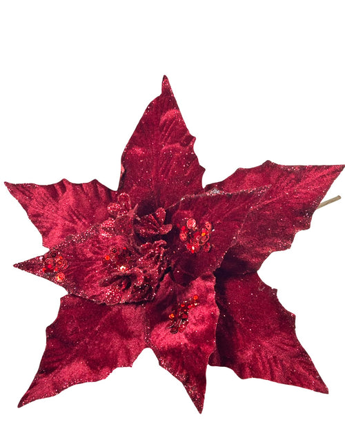 Ponsetia de navidad de burgundy en gamuza 27 de diámetro