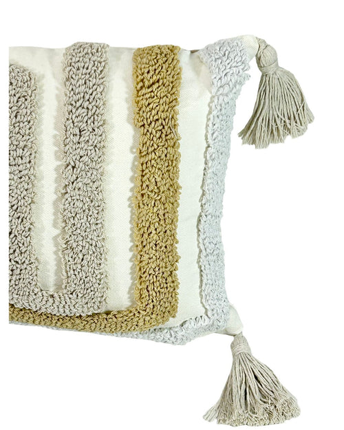 funda cojin rectangular bordado beige 30x50 cm