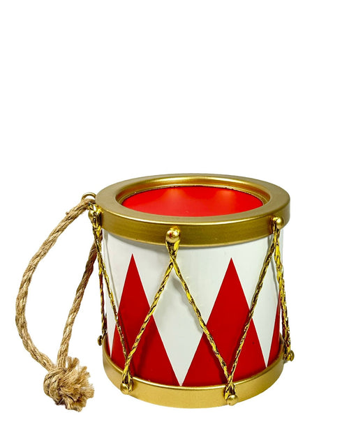 tambor festibal rojo  metalico 14x15 cm