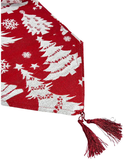 camino de mesa jakard arboles  rojo 33x180 cm
