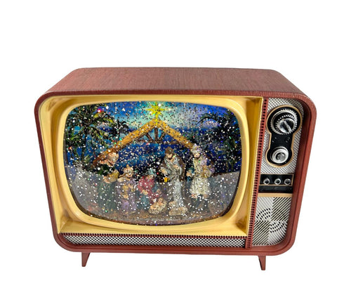 Burbuja tv nacimiento con luz  gde 17x21cm