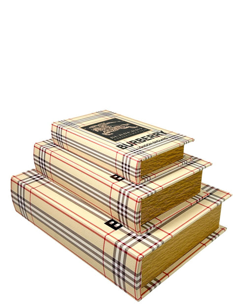 libro cofre  x 3 burberry madera  30,25 y 20 cm