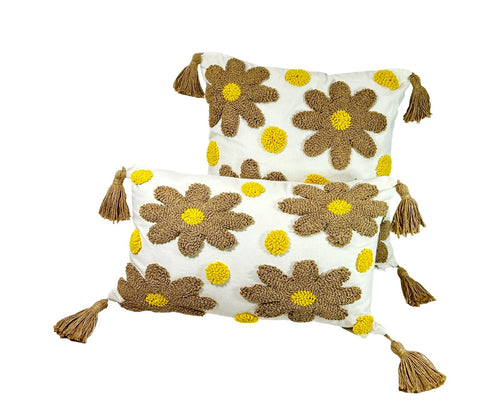 funda cojin rectangular flores moka 30x50 cm (no incluye relleno )