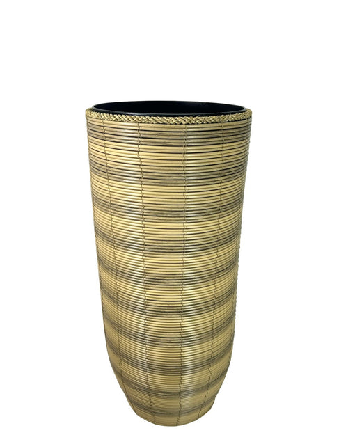 macetero ratan artesanal 3 tamaños base metalica