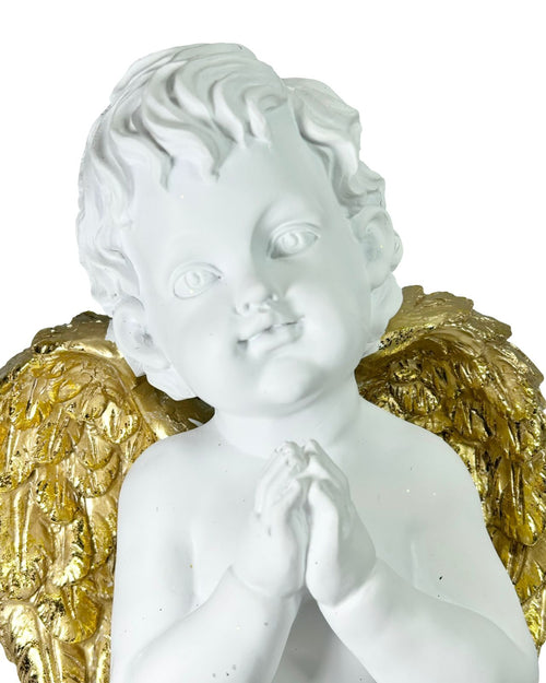 Angel grande orando con alas doradas 30X20CM