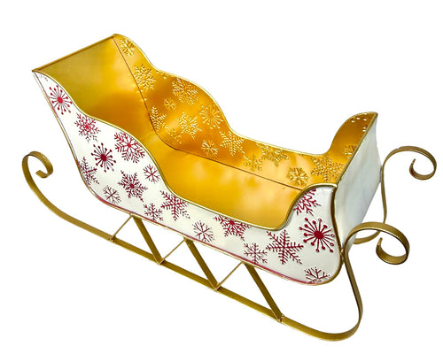 trineo metalicoblanco  con dorado 58x26 cm