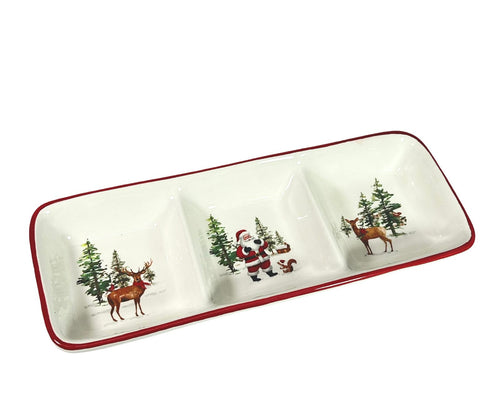 bandeja pasabocas 3 diviciones 34x13 cm