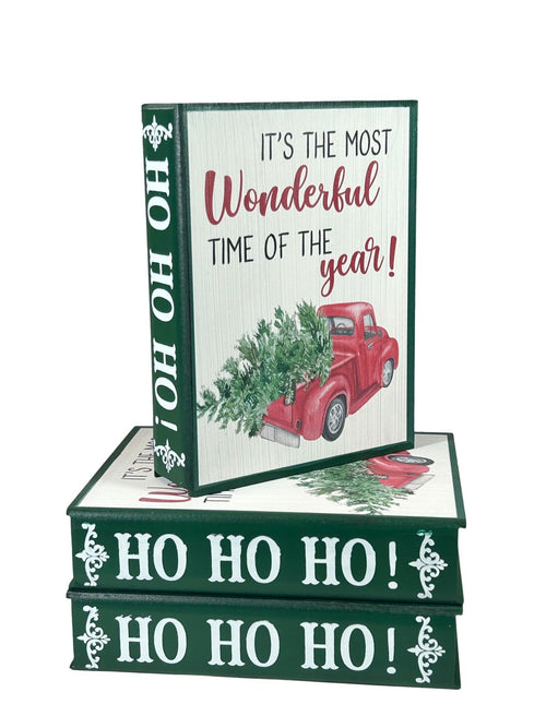 libro cofre rojo camioneta arbol  ho ho ho 20x15 cm