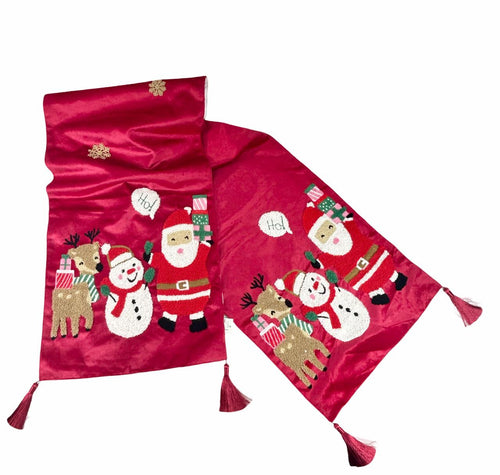 camino o pie de cama navidad rojo 180x35 cm