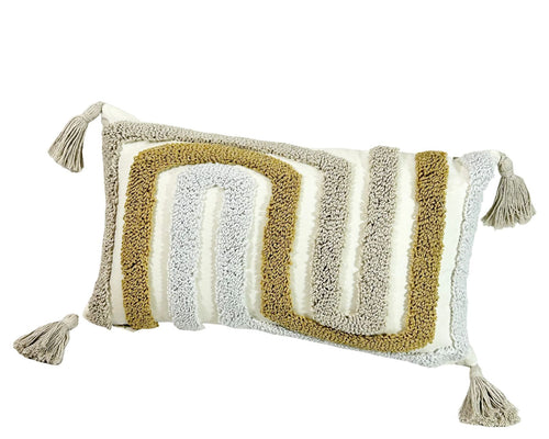 funda cojin rectangular bordado beige 30x50 cm