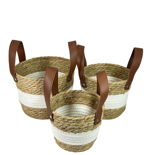 Set x 3 cestos tejidos 17,14,13 cm