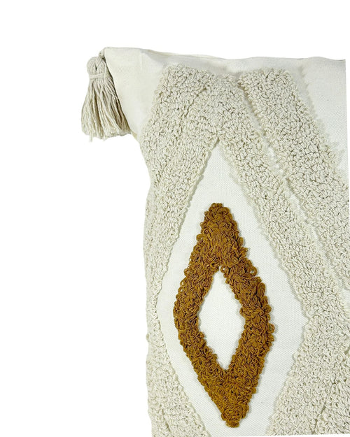 Cojin funda beige con moka geometric 45x45 cm ( sin relleno)
