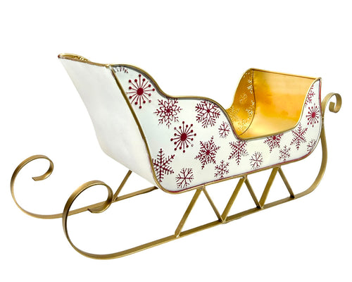 trineo metalicoblanco  con dorado 58x26 cm
