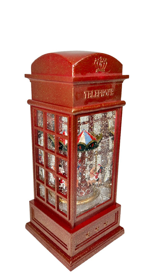Cabina de burbuja carrusel rojo con santa 25x9 cm