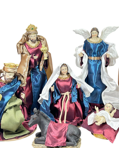 Pesebre quiteño color blue 10piezas  36 cm