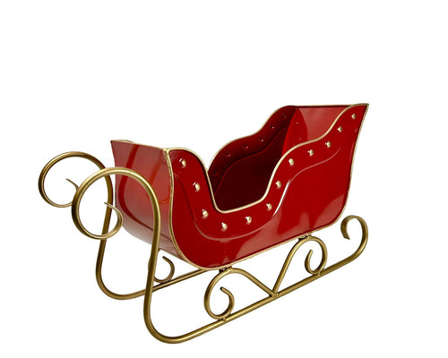 trineo metal rojo navidad 47x26 cm