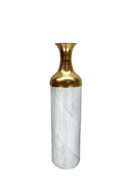 florero mediano metalico hojas 65 cm