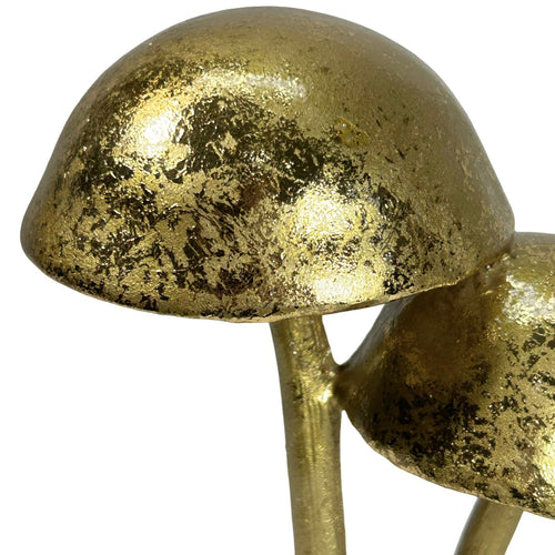 Hongo x2 dorado con base de cristal 15x 20cm