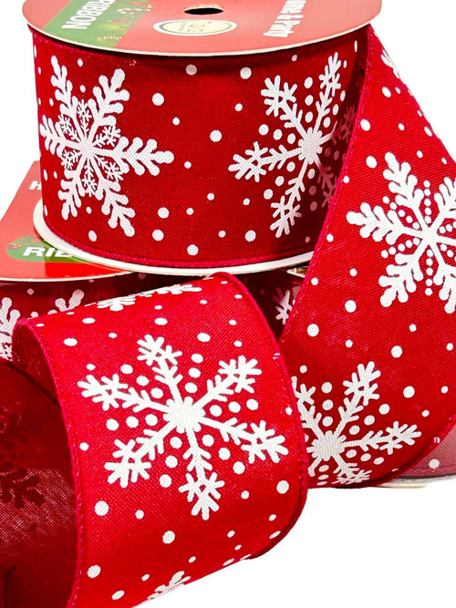cinta yute rojo copo de nieve   7cm 10 yardas