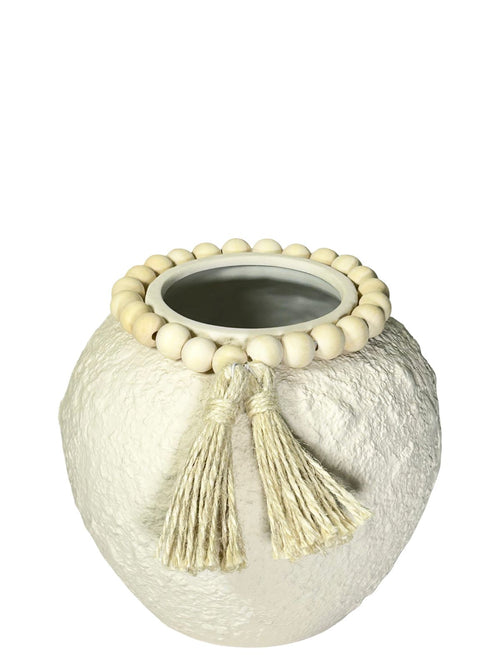 Jarron pequeño beige chuby boho 17x20cm