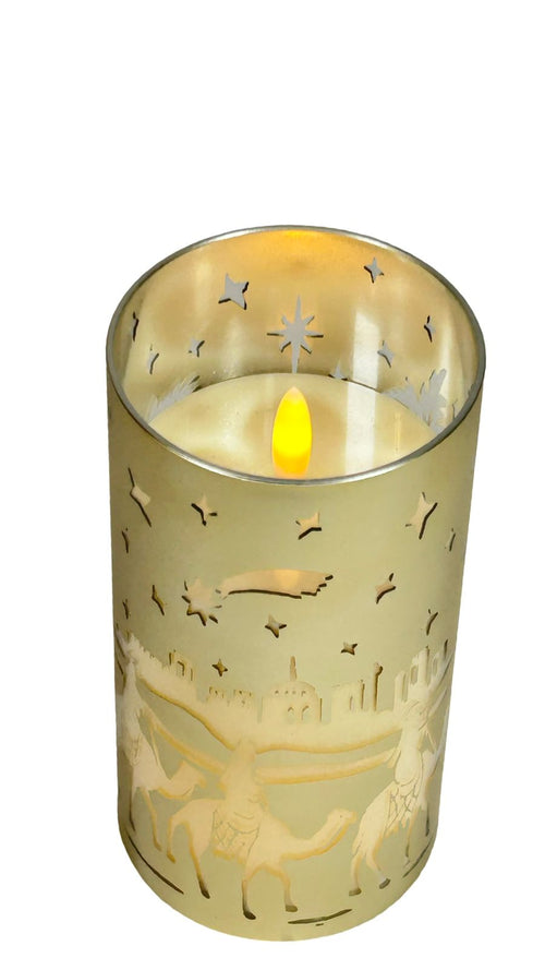 Vela dorada led nacimiento dg 15 x8 cm
