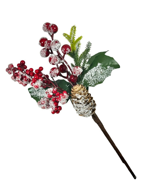 Pin con berry y piña  de navidad de 28 de largo  en icopor y látex