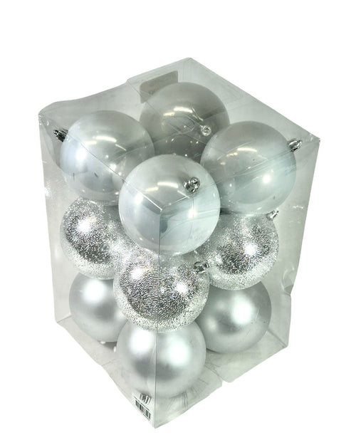 paquete x12 bolas plata 10cm