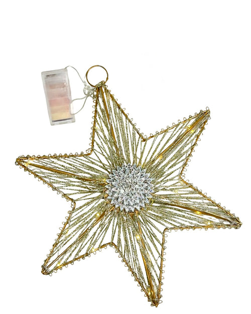 estrella grande metalica para arbol  con pilas aa mide 30 cm de diametro