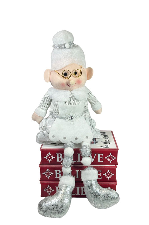 abuela claus  sentada plateada 47 cm