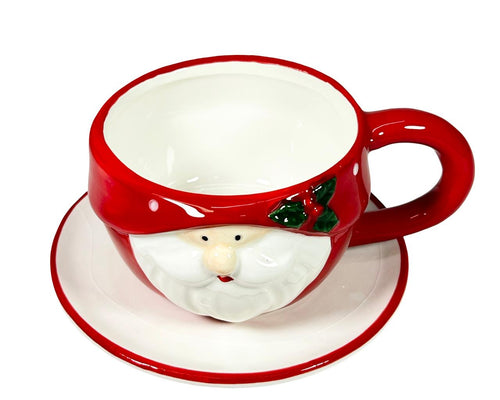 Pocillo santa con plato en cerámica 13x8cm