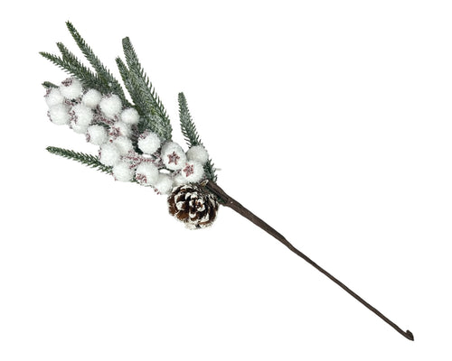Vara de navidad con Berry blanco escarchado de 46 centímetros en icopor y latex