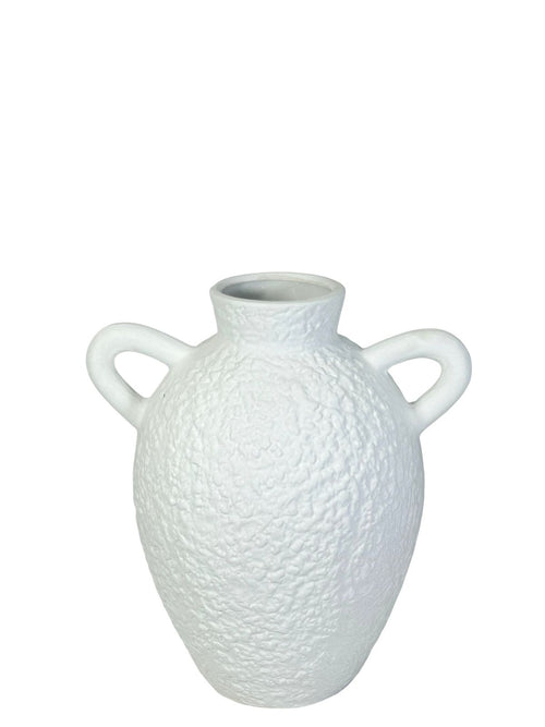 Jarron blanco con blanco de azas boho 23x20