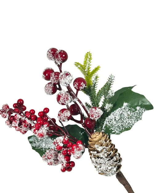 Pin con berry y piña  de navidad de 28 de largo  en icopor y látex