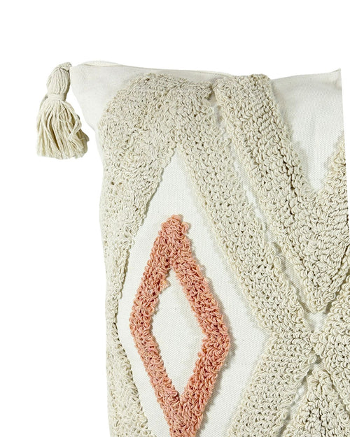 cojin funda beige y rosa gerometric 45x45cm ( sin relleno)