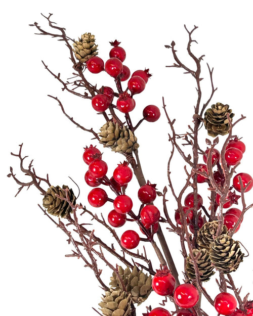 Vara grande de navidad con berrys rojo 90cm de largo por 25cm de ancho