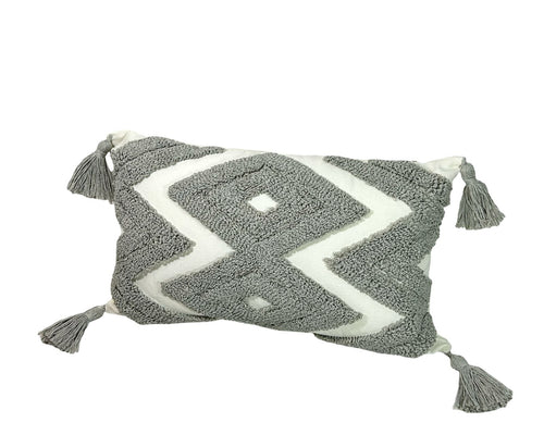 Funda cojin  rectangular zigzag  gris  (no incluye relleno)