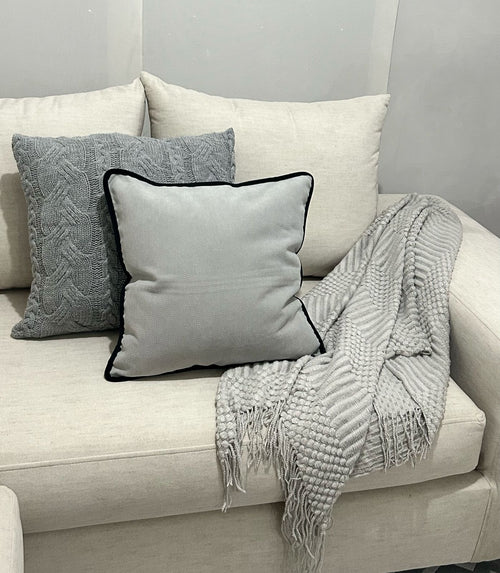 manta throw  tejido punto gris 127x152 cm