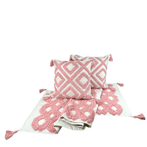Cojin funda multirombos rosado 45x45cm ( sin relleno )